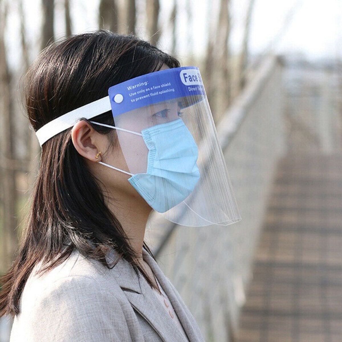 2PCS Transparent Adjustable Full Face Clear Protective Film Shield Plastic Anti-fog Safety