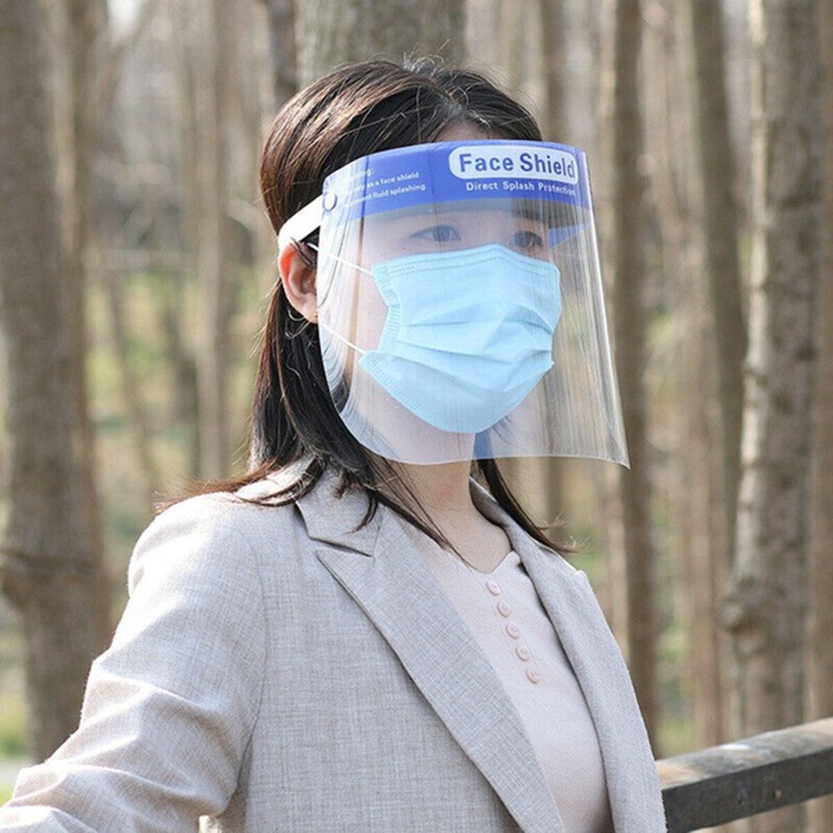 2PCS Transparent Adjustable Full Face Clear Protective Film Shield Plastic Anti-fog Safety