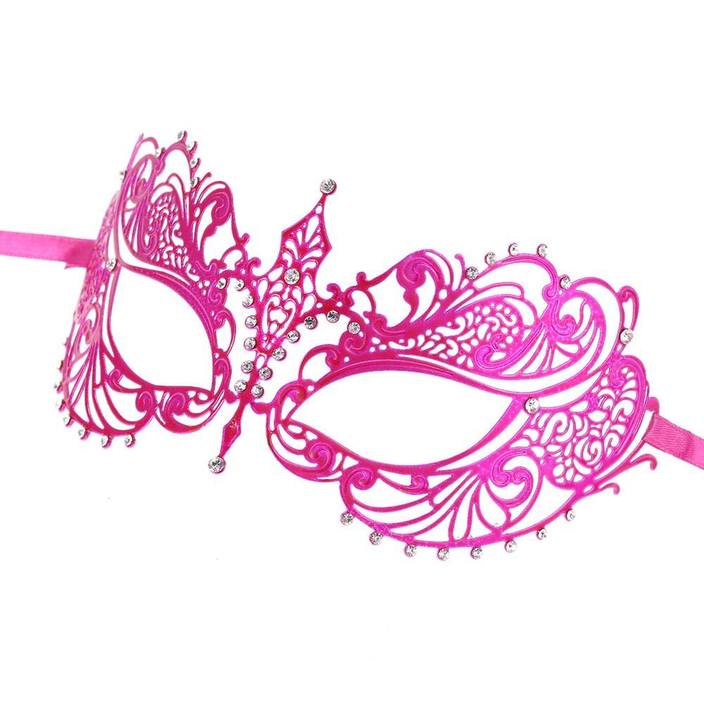 FESTNIGHT Elegant Rose Laser Cut Metal Half Mask with Rhinestones Masquerade Ball Halloween Mask Fancy Gift