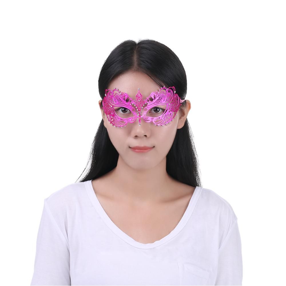 FESTNIGHT Elegant Rose Laser Cut Metal Half Mask with Rhinestones Masquerade Ball Halloween Mask Fancy Gift