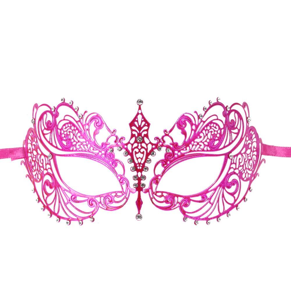 FESTNIGHT Elegant Rose Laser Cut Metal Half Mask with Rhinestones Masquerade Ball Halloween Mask Fancy Gift