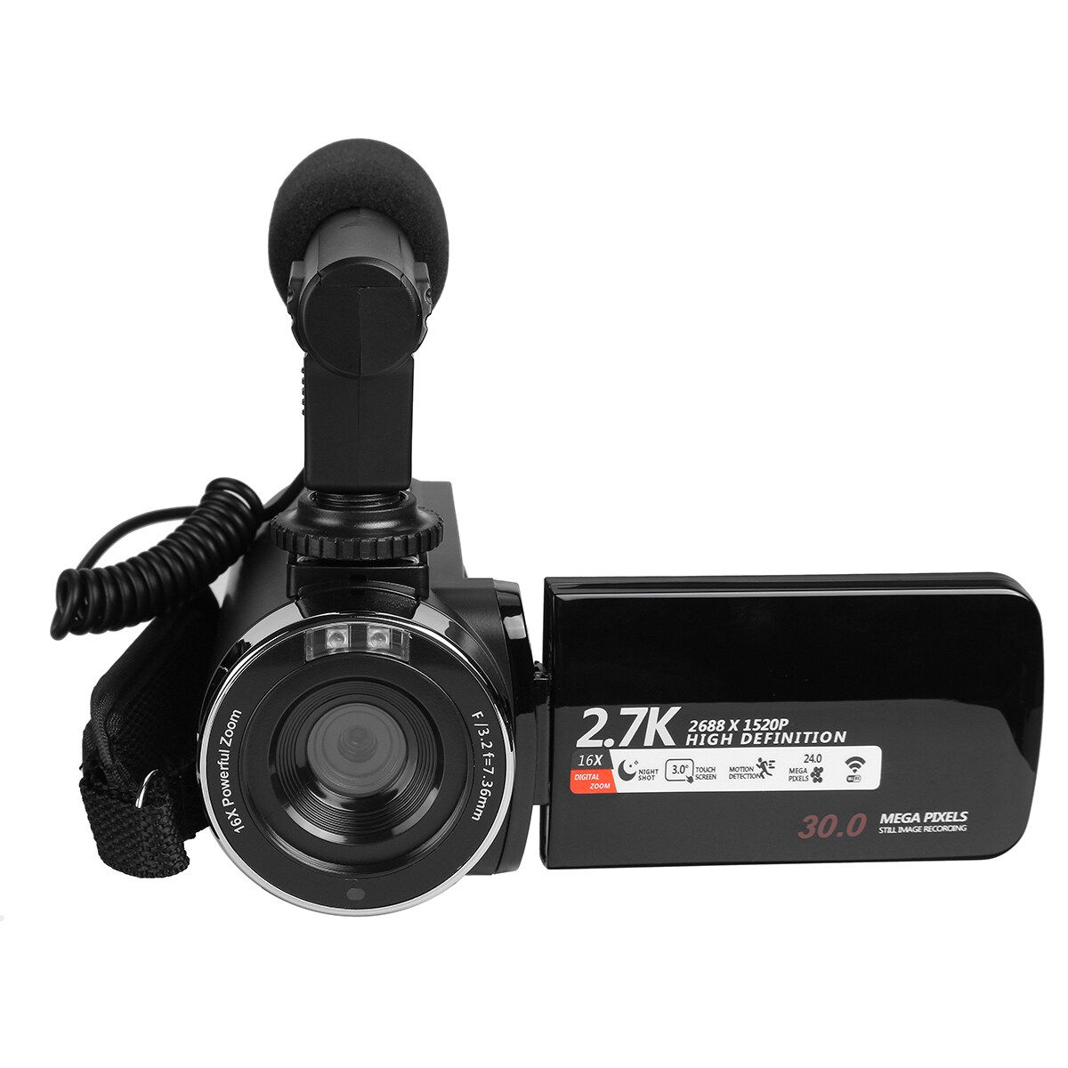 1080P HD 30.0MP Touch Screen Camcorder Video Camera Ultra Wi-Fi Digital Camera Night Vision 16X Digital Zoom Recorder With/ Without External Microphone Camera And Microphone