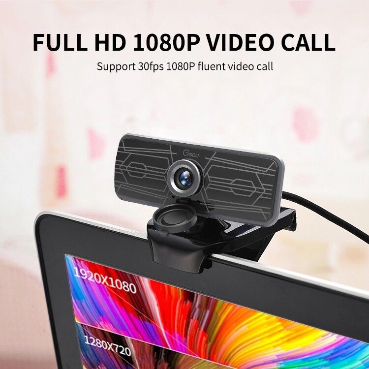 Gsou T16S 1080P HD USB Webcam Conference Live 77° Wide Angle Computer Camera Built-in Digital Microphone For PC Laptop