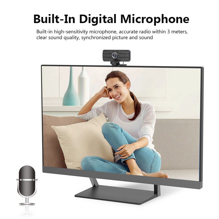Gsou T16S 1080P HD USB Webcam Conference Live 77° Wide Angle Computer Camera Built-in Digital Microphone For PC Laptop