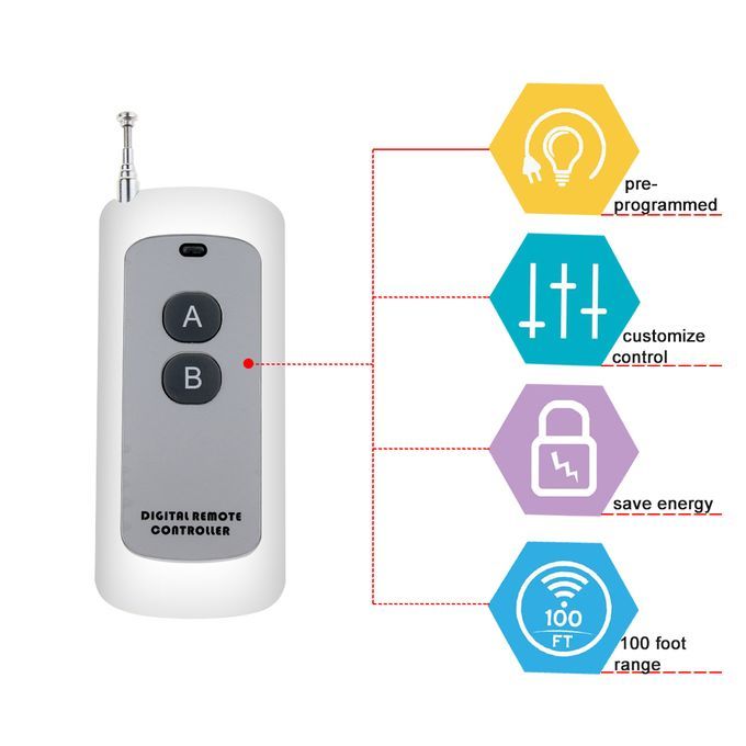 2x 1000M DC12V 433MHz 10A 1 CH RF Wireless Remote Control Switch