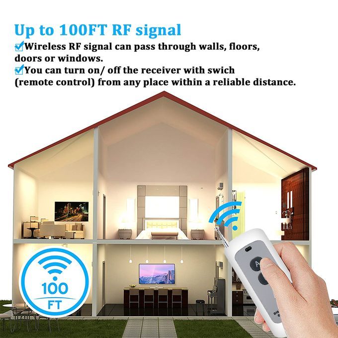 2x 1000M DC12V 433MHz 10A 1 CH RF Wireless Remote Control Switch