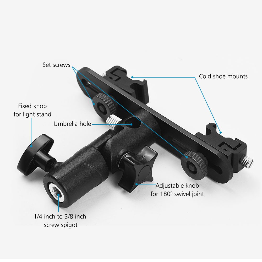 T-shaped Dual Flash Bracket Flash Speedlite Stand With 2