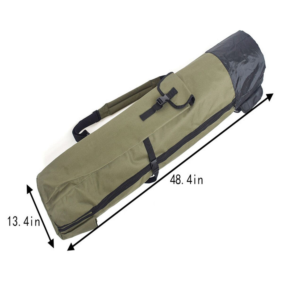125cm Portable Folding Holder Rod Bag 600D Pole Case Carry Storage Travel Shoulder Tackle Tube, Holds 5 Poles & Tackle Khaki