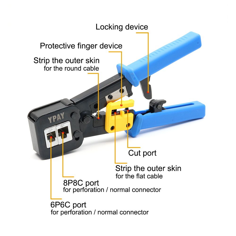 YPAY Rj45 Cable Crimping Tools Crimper Rg45 Ethernet