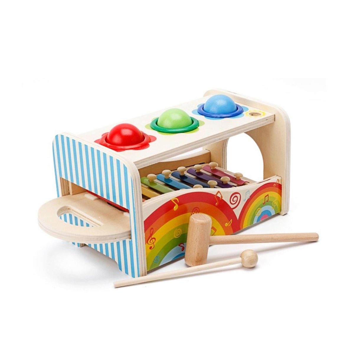 Multifunctional Educational Knock Ball Music Toys  Pound A Ball Toy with Slide Out Xylophone Mallets for Children