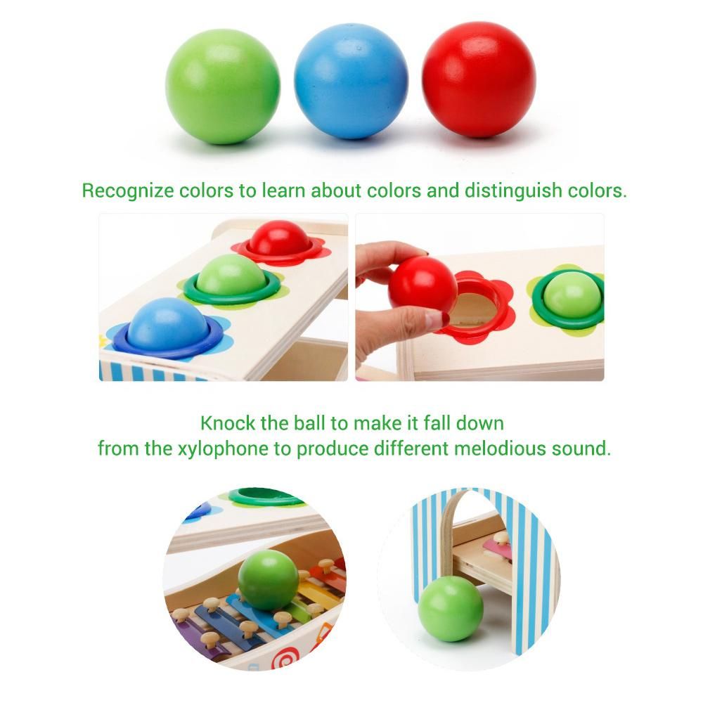 Multifunctional Educational Knock Ball Music Toys  Pound A Ball Toy with Slide Out Xylophone Mallets for Children