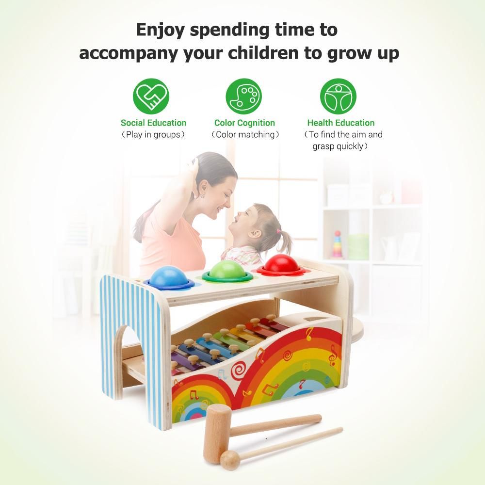 Multifunctional Educational Knock Ball Music Toys  Pound A Ball Toy with Slide Out Xylophone Mallets for Children
