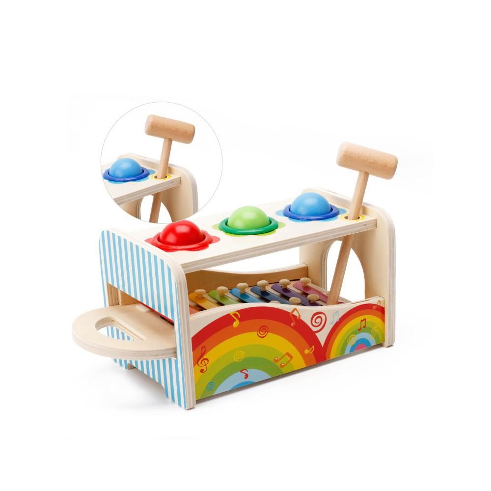 Multifunctional Educational Knock Ball Music Toys  Pound A Ball Toy with Slide Out Xylophone Mallets for Children