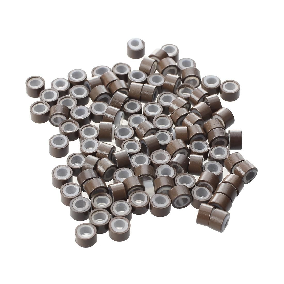 100Pcs mini Link Ring Tube Silicone Feather Beads Hair
