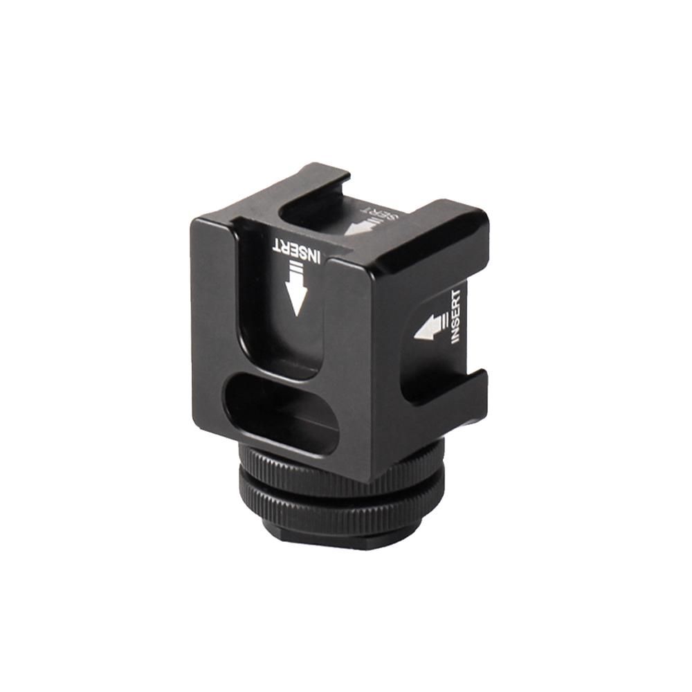 Universal Aluminium Alloy Cold Shoe Camera Mount Adapter with 4 Cold Shoe Mount 1/4 Inch Screw Mount for Microphone LED Video Light Monitors Camera Accessories for Sony Canon Nikon DSLR DV Cameras Flash Bracket