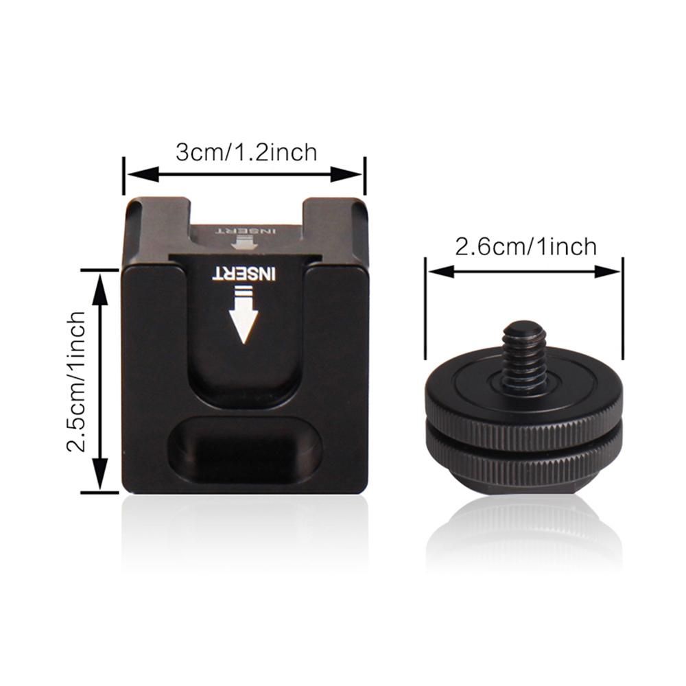 Universal Aluminium Alloy Cold Shoe Camera Mount Adapter with 4 Cold Shoe Mount 1/4 Inch Screw Mount for Microphone LED Video Light Monitors Camera Accessories for Sony Canon Nikon DSLR DV Cameras Flash Bracket
