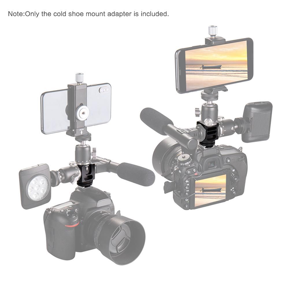 Universal Aluminium Alloy Cold Shoe Camera Mount Adapter with 4 Cold Shoe Mount 1/4 Inch Screw Mount for Microphone LED Video Light Monitors Camera Accessories for Sony Canon Nikon DSLR DV Cameras Flash Bracket