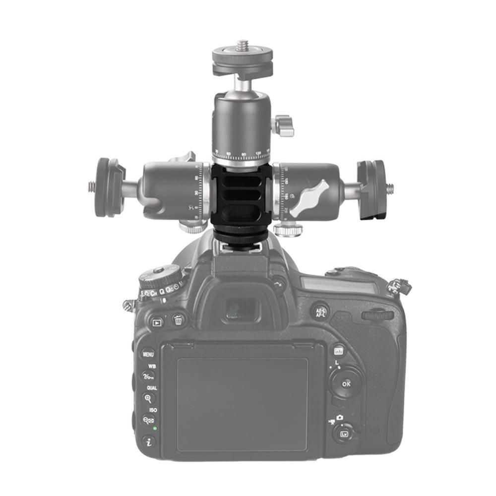 Universal Aluminium Alloy Cold Shoe Camera Mount Adapter with 4 Cold Shoe Mount 1/4 Inch Screw Mount for Microphone LED Video Light Monitors Camera Accessories for Sony Canon Nikon DSLR DV Cameras Flash Bracket