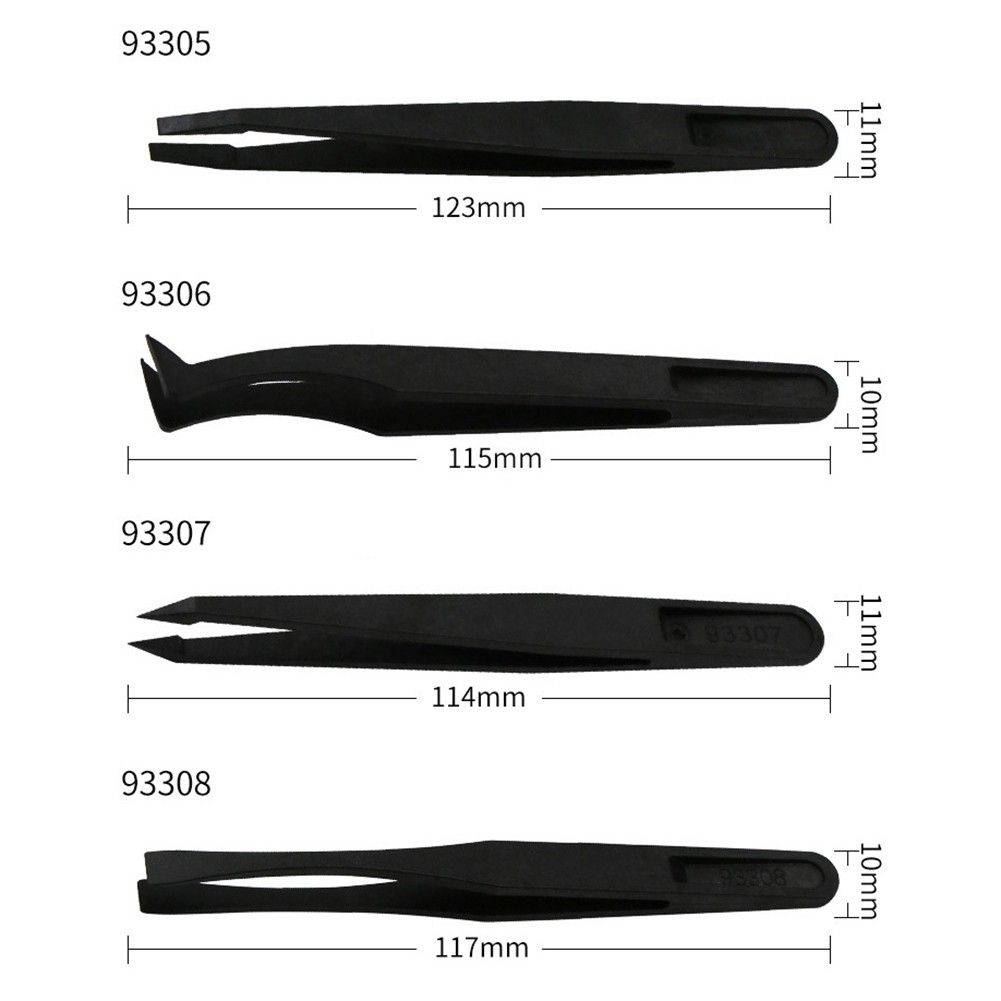 8X Anti-Static Carbon Electronic Tweezers Kit ESD Plastic Forceps PCB Repair Set Anti-static Heat-resist Acid-resist Tweezer