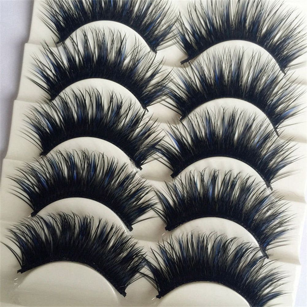 5 Pairs Long Thick Cross False Eyelashes Night Club Dancing-