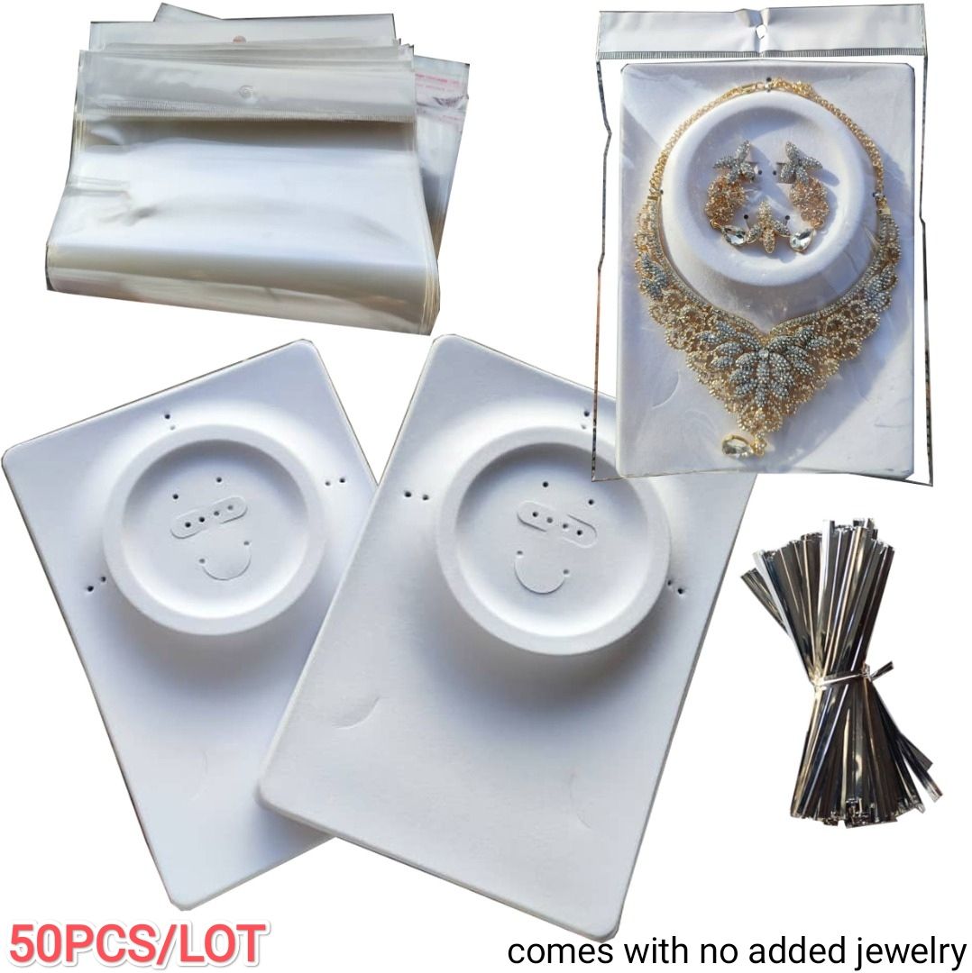 50pcs White Jewelry Necklace Earrings Display Card