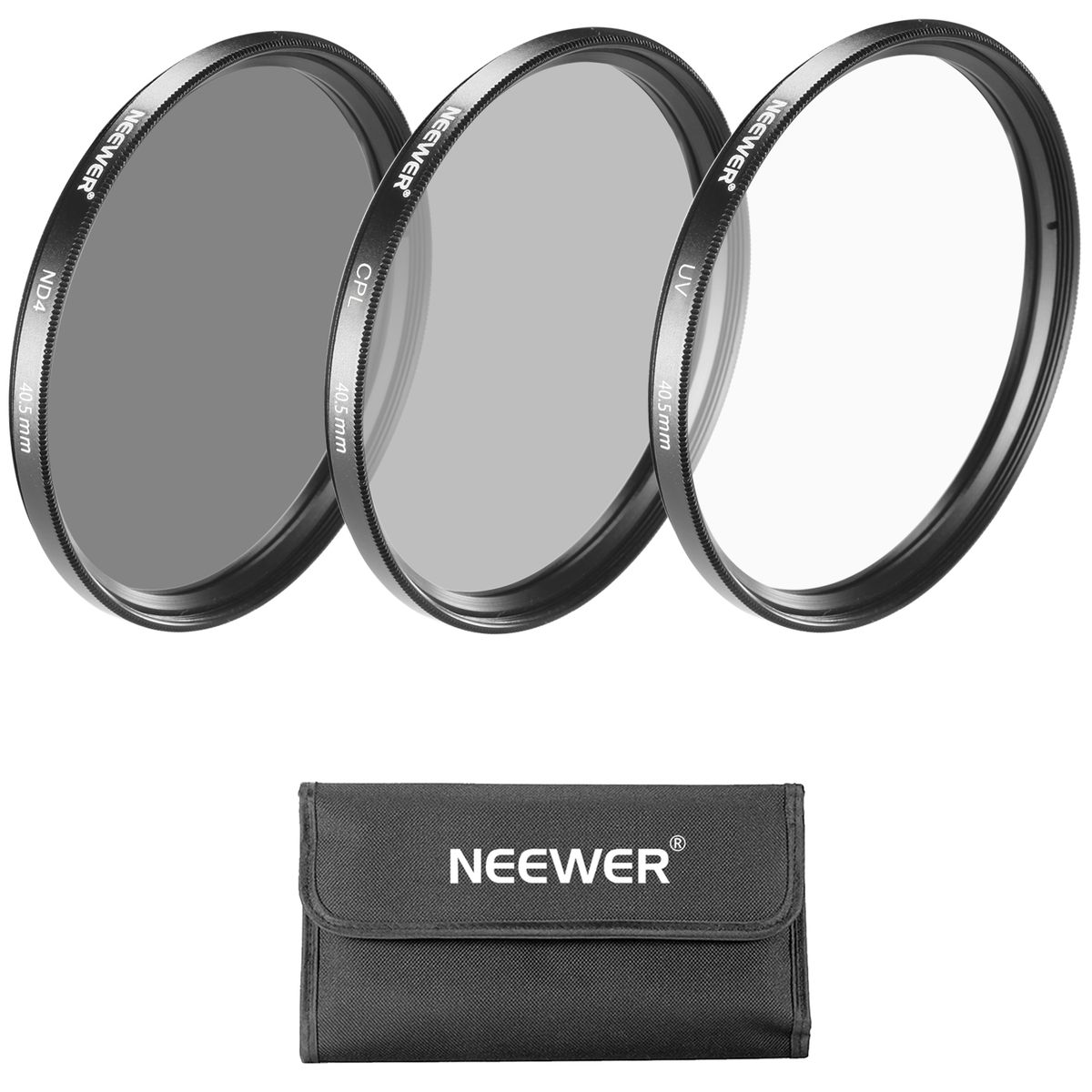 40.5MM Lens Filter Kit: UV Filter + CPL Filter + ND4 Filter + Filter Pouch + Cleaning Cloth For Sony A6000, NEX Series Cameras With 16-50mm Lens And Samsung NX300 With 20-50mm Lens