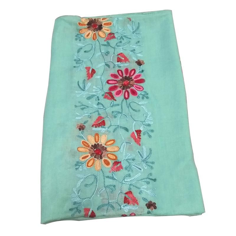 Embroidered Flower Scarf Cotton Women Long Wrap-Wine Red
