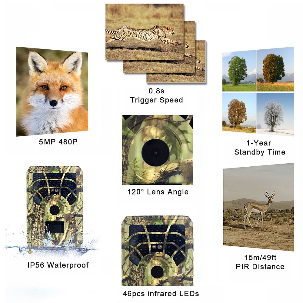 5MP 480P Trail And Game Camera With 16GB/32GB TF Card Motion
