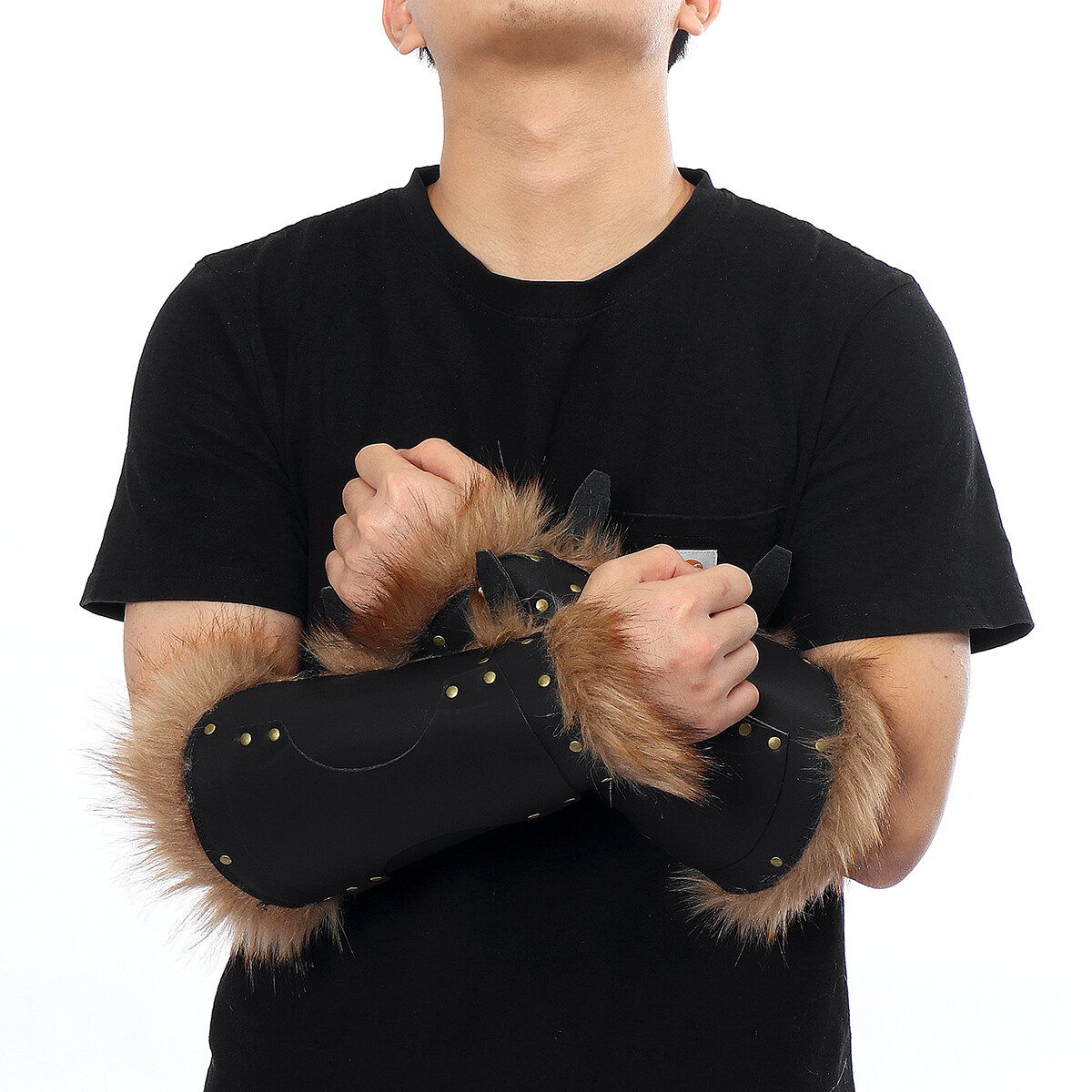 Medieval Vintage Bracers Arm Armour For Larp Theatre Costume Cosplay Prop Black