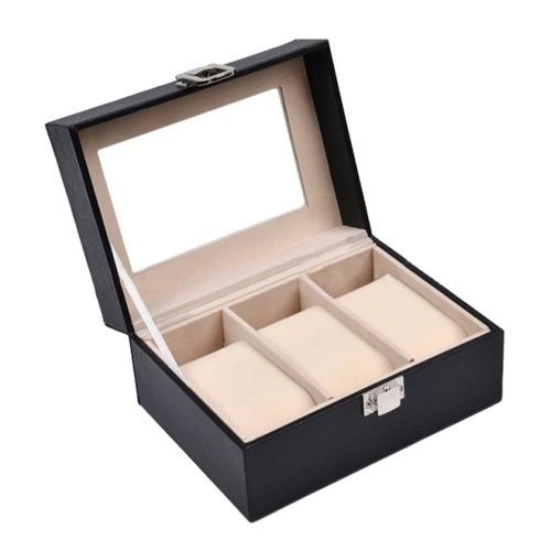 3 Slot Leather Watch Box Display Case Organizer
