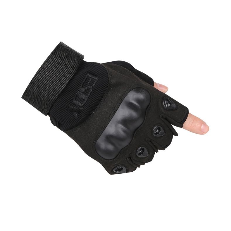 Tactical Gloves Military Army Airsoft Cycling Gloves Outdoor Sports Shooting Camping Hiking Knuckle Half Finger Gloves- Black
