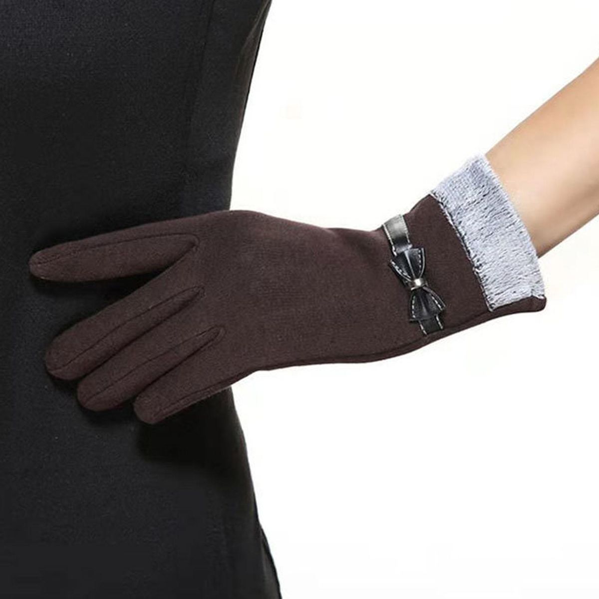 1 Pair Winter Fashion Grace Lady Coffee