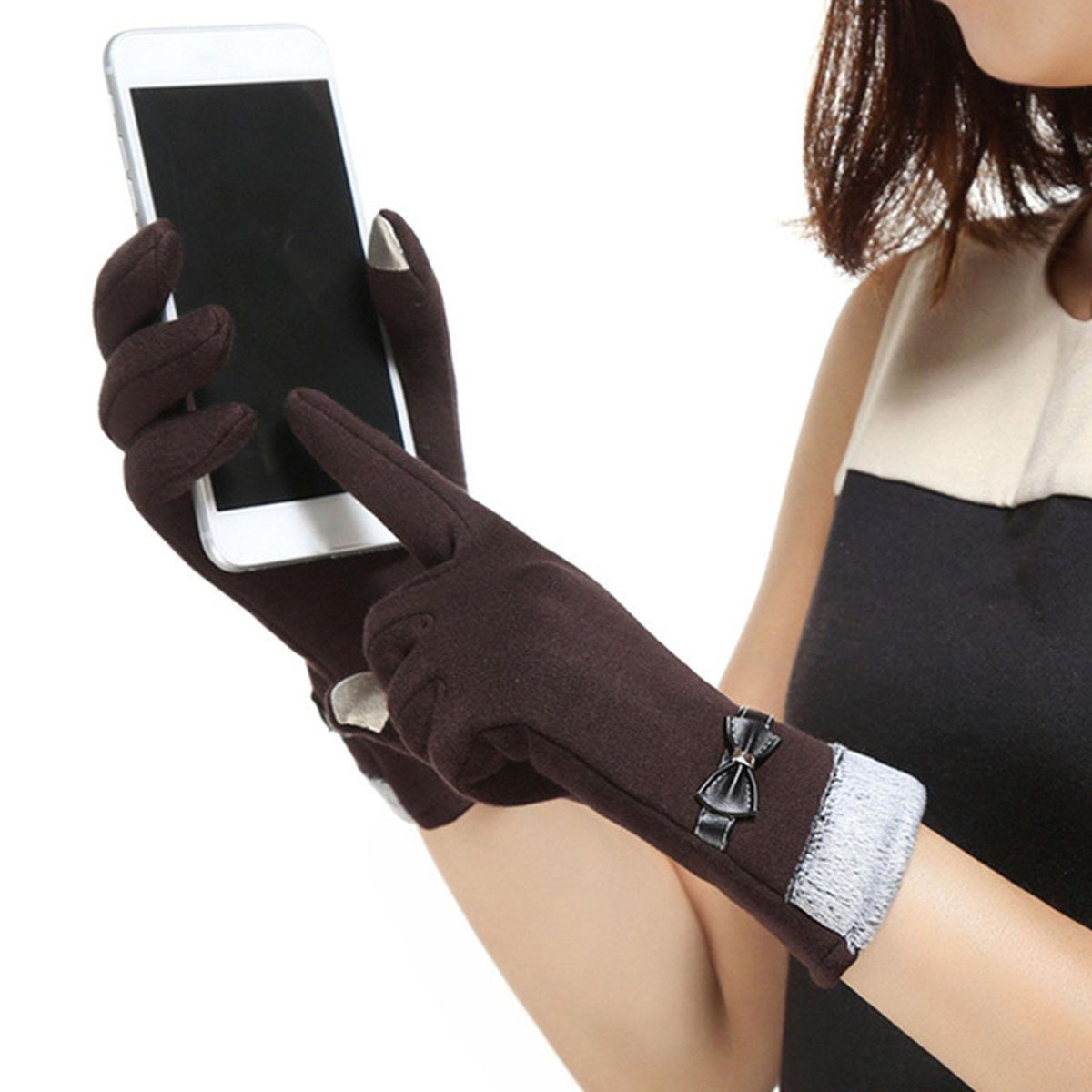 1 Pair Winter Fashion Grace Lady Coffee