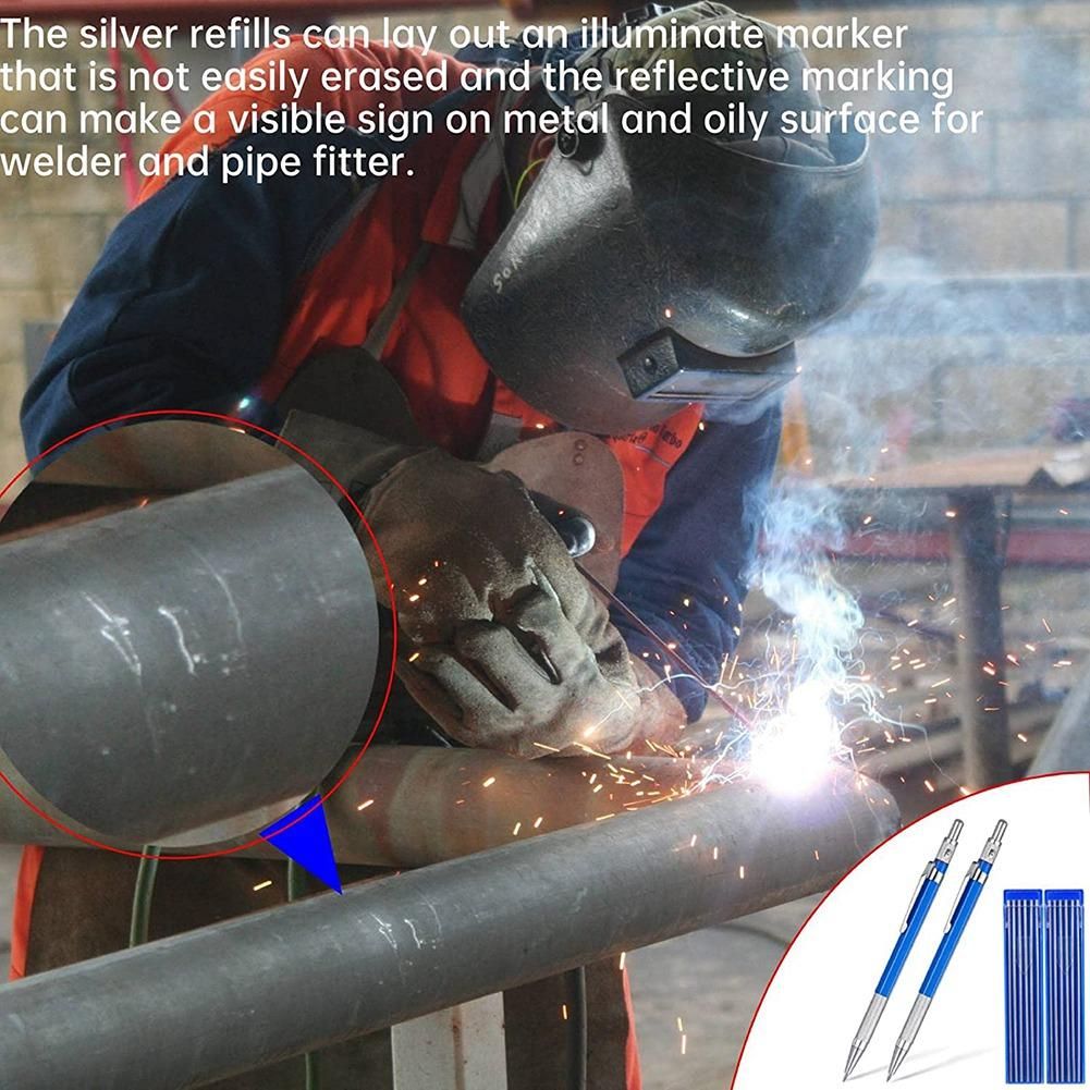 Welders Pencil with 12Pcs Round Refills, 2.0 mm for Pipe