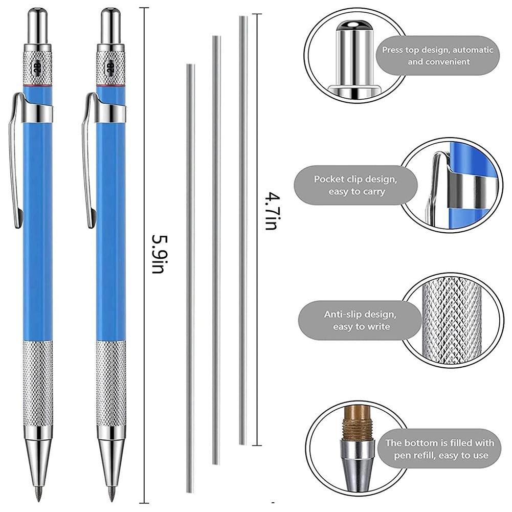 Welders Pencil with 12Pcs Round Refills, 2.0 mm for Pipe