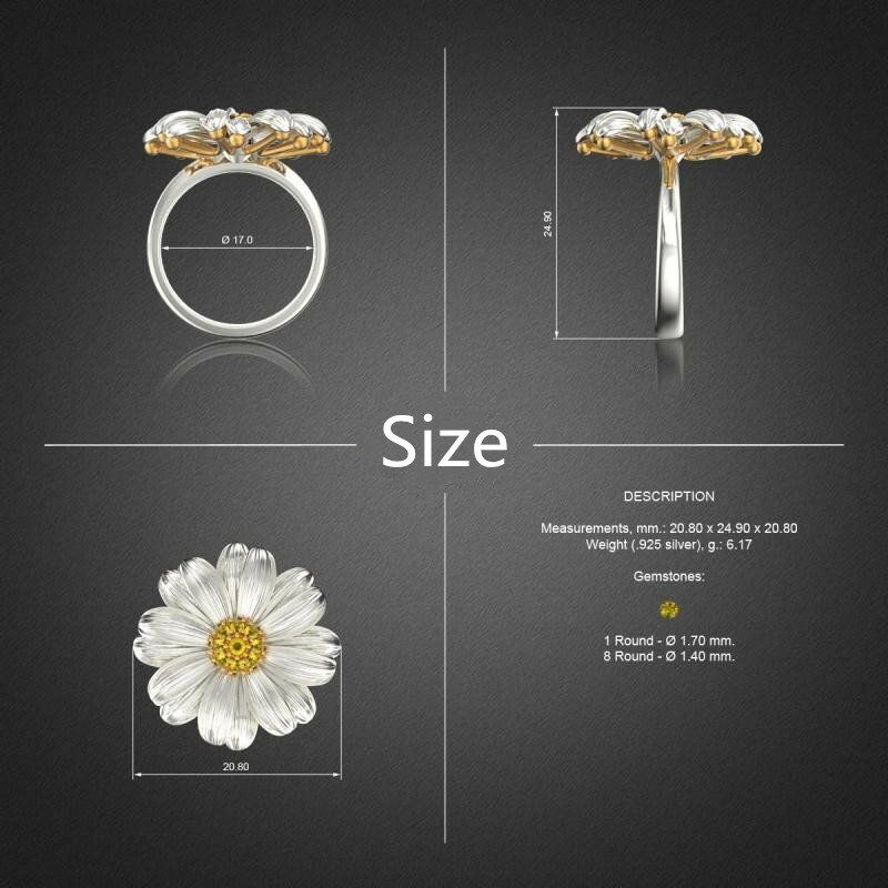 Trendy Chrysanthemum Small Daisy Flower Women Rings Wild