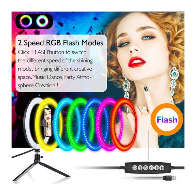 10inch RGB Ring Light Atmosphere Light Camera Tripod Mobile Phone Holder Studio Live Portable
