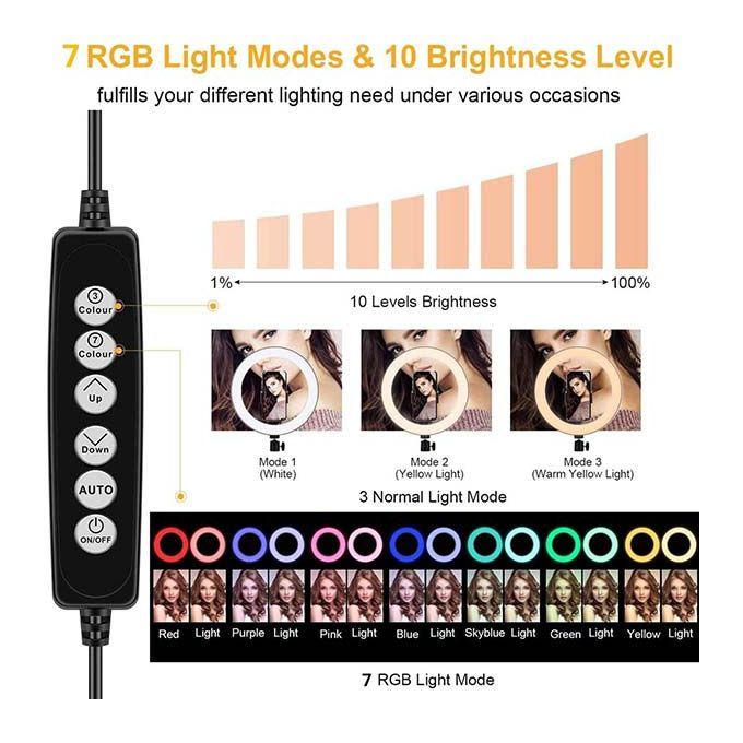 10inch RGB Ring Light Atmosphere Light Camera Tripod Mobile Phone Holder Studio Live Portable