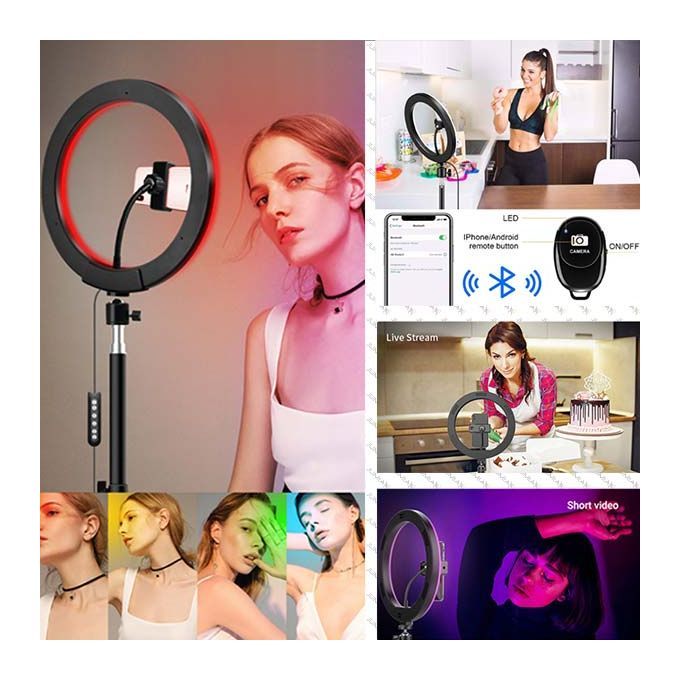10inch RGB Ring Light Atmosphere Light Camera Tripod Mobile Phone Holder Studio Live Portable