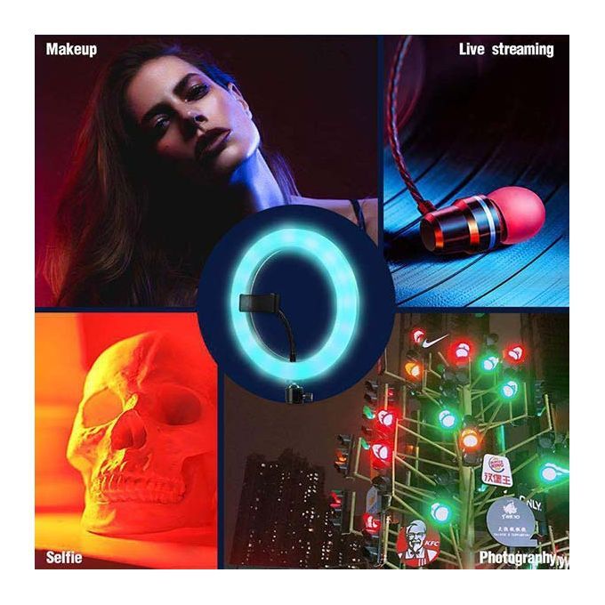 10inch RGB Ring Light Atmosphere Light Camera Tripod Mobile Phone Holder Studio Live Portable
