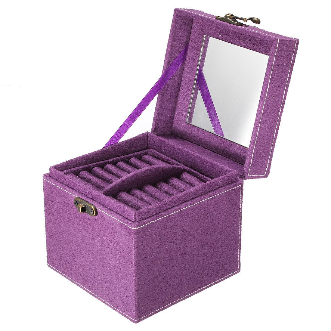 Carrying Jewelry Cosmetic Display Storage Case With Mirror