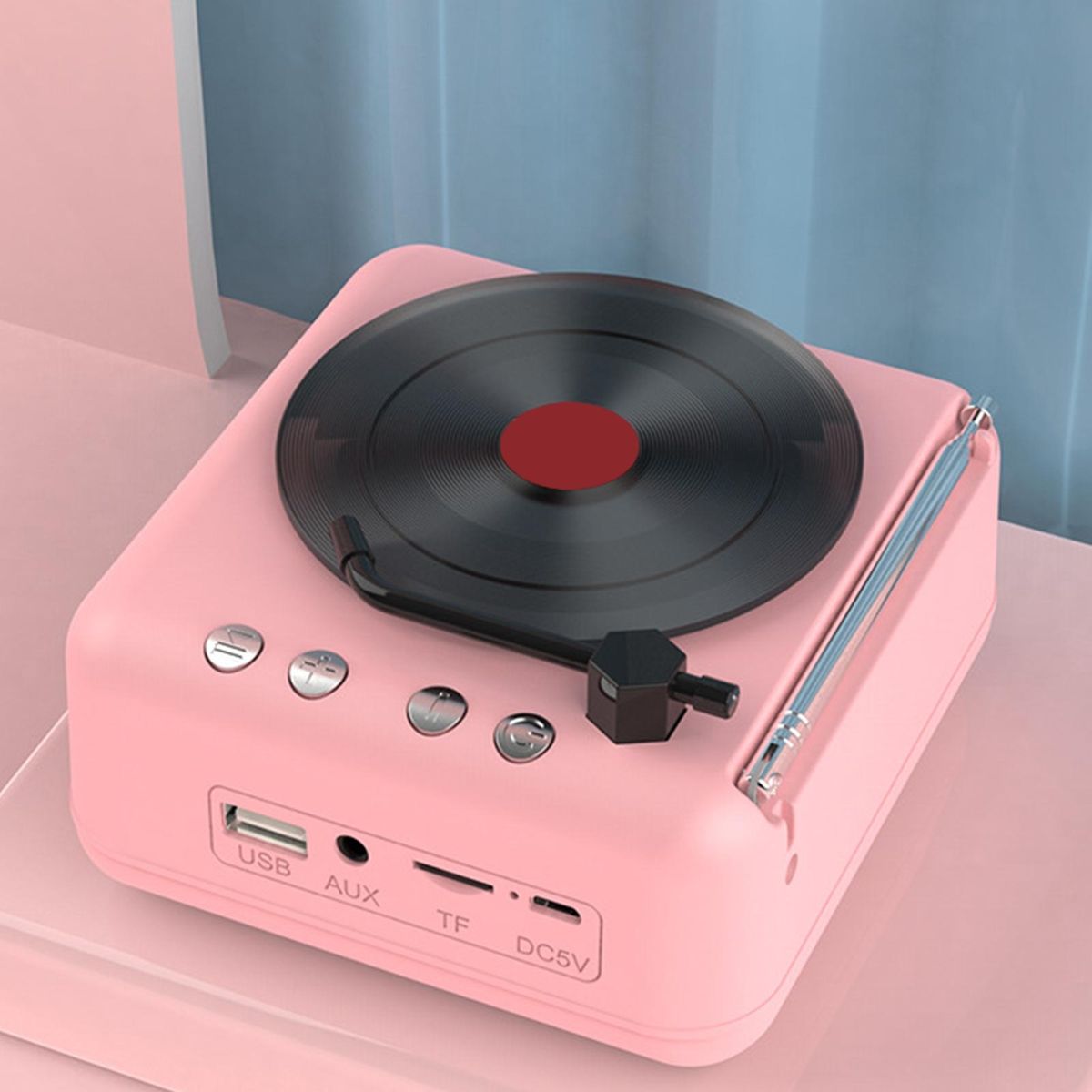 Bluetooth-compatible 5.0 Speaker Vintage Vinyl Bluetooth Speaker Pink