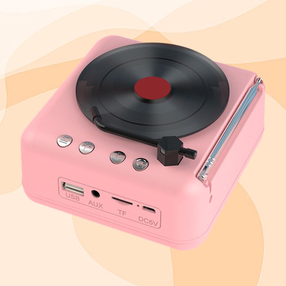 Bluetooth-compatible 5.0 Speaker Vintage Vinyl Bluetooth Speaker Pink