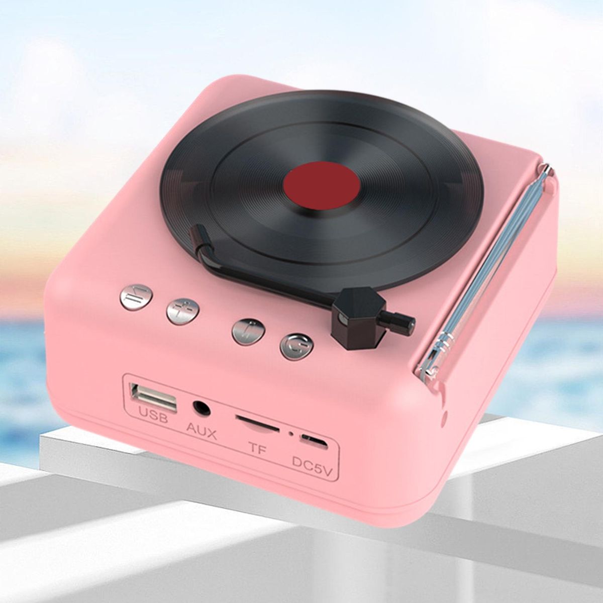 Bluetooth-compatible 5.0 Speaker Vintage Vinyl Bluetooth Speaker Pink