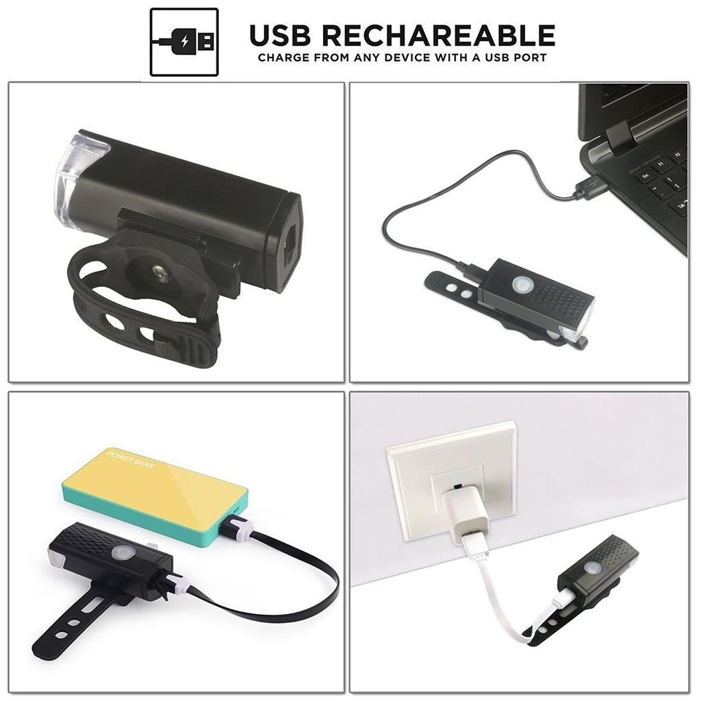 2Pcs USB Set Rear Headlight Lamp Handlebar Flashlight