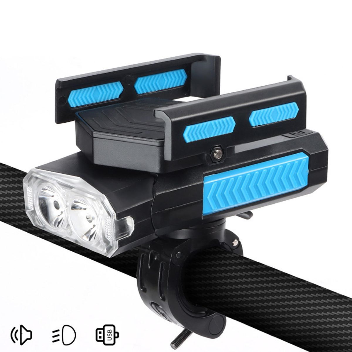 5 In 1 Bicycle Light Bicycle Phone Mount Bicycle Black Blue 2000mA