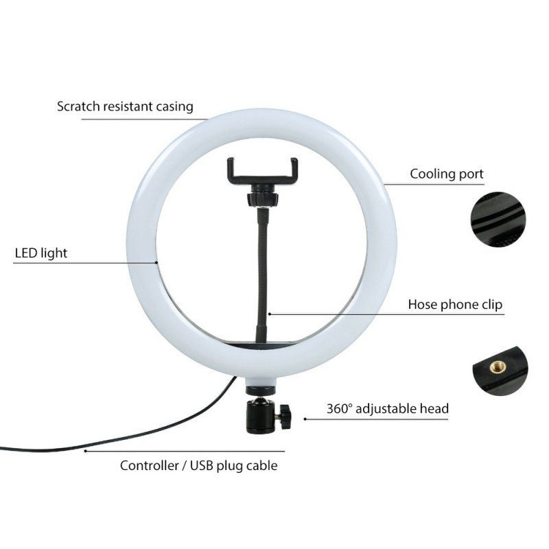 26cm Camera Phone Photography LED Ring Light USB Fill Lamp-