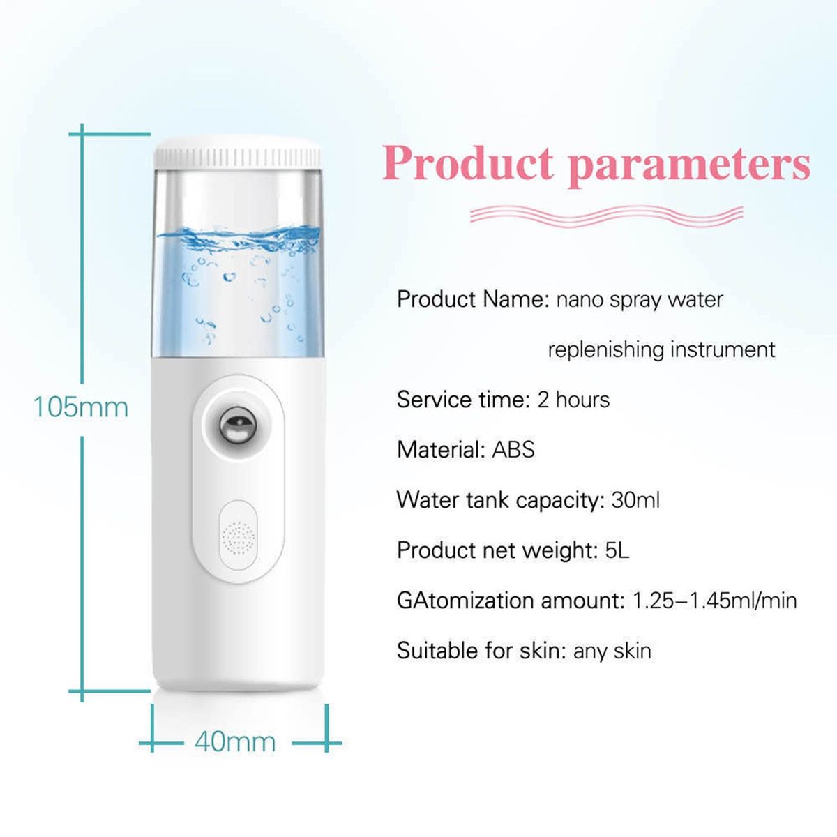Handheld N-ano F-acial Mist Sprayer Face M-oisturizing Tool