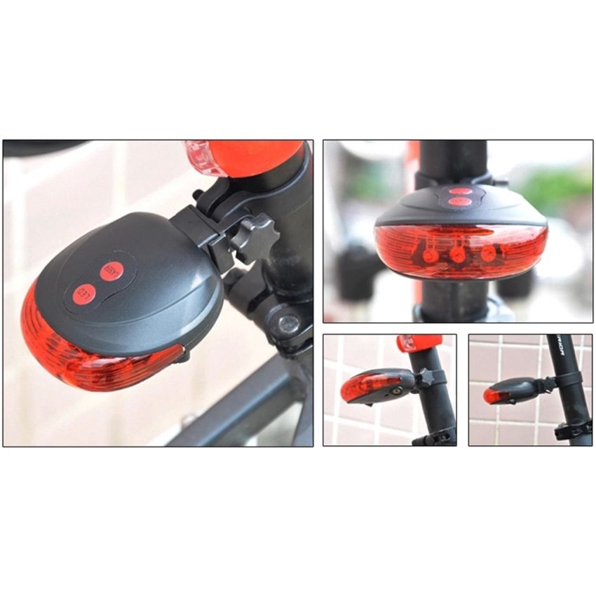 Compact Bike Laser Light 5-LED Back Taillight Warning Lamp Safety Gear
