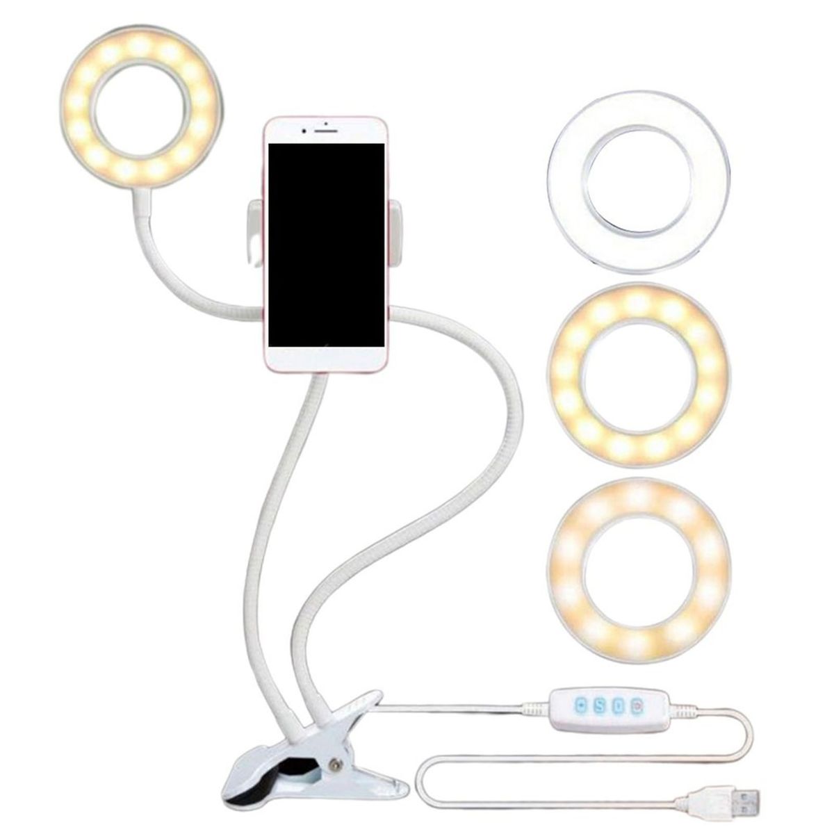 Fill Light USB Interface Adjustable Alloy LED Selfie-White